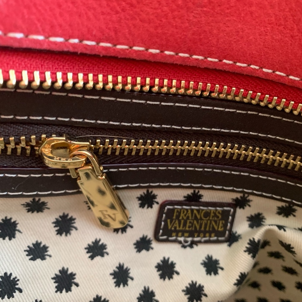 Frances Valentine "Sabrina" Satchel in Red Nubuck w/ Chocolate 🍫Accents - Picture 11 of 15